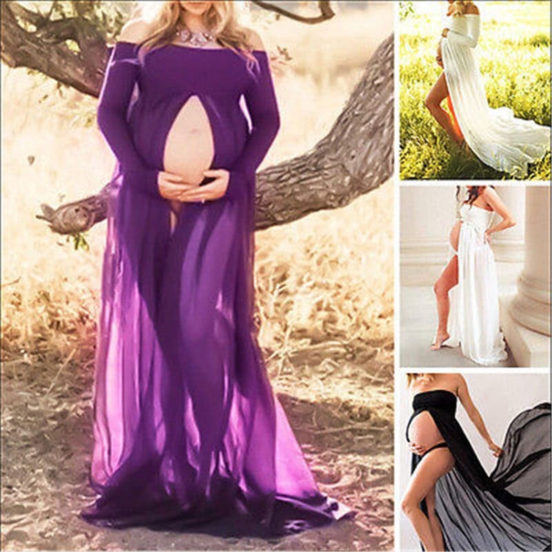 Pregnancy Clothing Maternity Stretchy Sexy lash Neck Maxi Dresses Women Photo Shoot Clothing 4