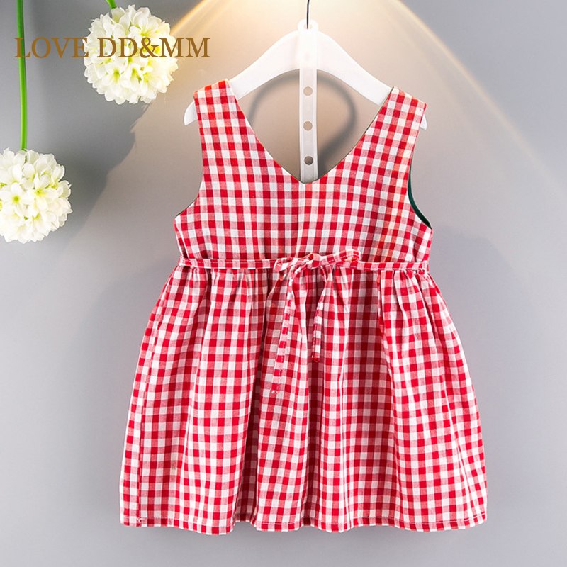LOVE DD&MM Girls Clothing Dresses 2019 New Girl Clothes Fashion Sweet Plaid Bow Vest Dress For Girl 1