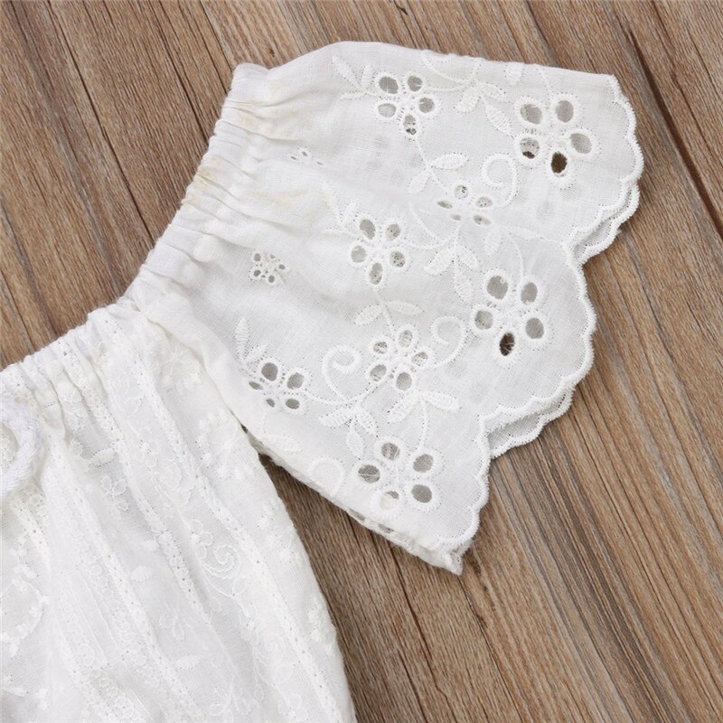 2-7T Toddler Kids Baby Girls Clothes set Summer Off Shoulder Lace Crop Top and long Pants Cute lovely Sweet Streetwear outfits 4