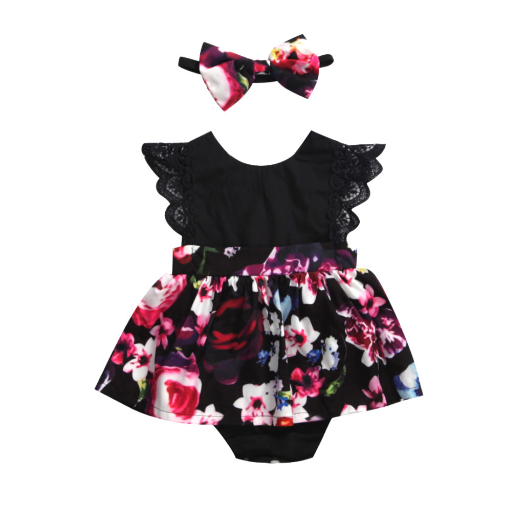 2018 FOCUSNORM Newborn Baby Infant Girl Romper Tutu Dress Headband Floral Outfits Party Dress 5